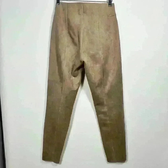 ZARA Faux Suede Ankle Zip Work Pants Leggings Tan Beige High Rise Women M - Picture 3 of 9